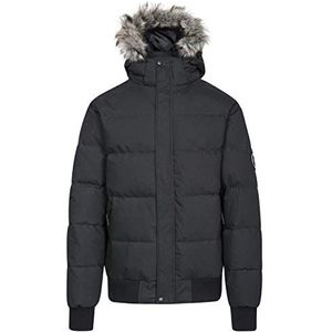 Trespass Calgary, Zwart, XL, Warm Down Jacket met afneembare capuchon, 90% Down voor mannen, zwart, X-Large