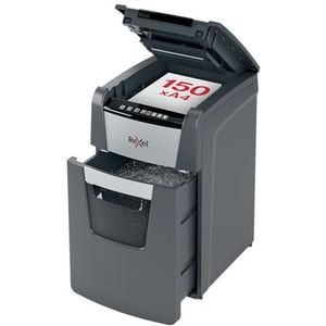 Rexel Optimum Autofeed+ Automatische Papierversnipperaar, Doorvoercapaciteit Van 150 Vellen, Veiligheidsniveau P-4, Voor Voor Thuis/Thuiskantoor, Uitschuifbare Opvangbak Van 44 Liter, 2020150X