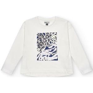 T-shirt met lange mouwen voor meisjes in wit, abstracte print en glanzende applicaties, collectie The Land of Ice (maat 16 jaar)