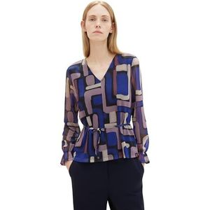 TOM TAILOR T-shirt met lange mouwen voor dames, 33970 - Zwart Abstract Design, XXS