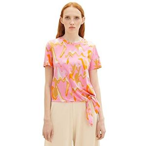 Tom Tailor Denim dames 1037245 T-Shirt, 31704 - Abstract Pink Print, L