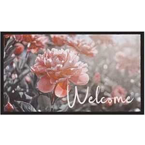 Hamat - Deurmat Image - Pink Flower Welcome - 45 x 75 cm