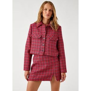Koton Dames Tweed Mini Rok, Rood ontwerp (01D), 34