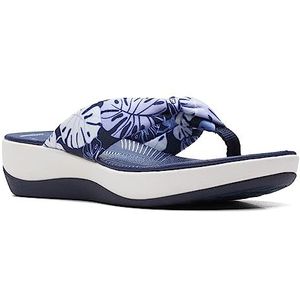 Clarks Arla Glison teenslippers voor dames, Stof met blauw bloemenpatroon, 44 EU