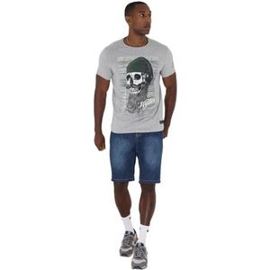 Brave Soul Heren T-shirt met korte mouwen en kraag met piratenschedel print, grijs, maat XXL, Grijs, XXL