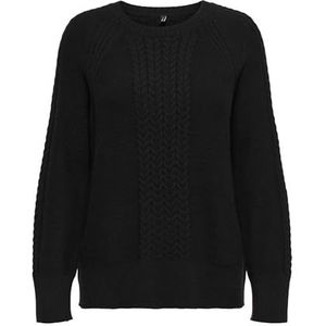 ONLY Dames Onlkatia Cabel Ls O-Neck Cc KNT, zwart, M