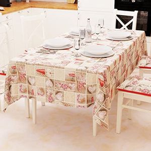 PETTI Artigiani Italiani - Tafelkleed, tafelkleed, tafelkleed voor de keuken van katoen, design Lidia, rood X18 plaatsen (140 x 360 cm), 100% Made in Italy