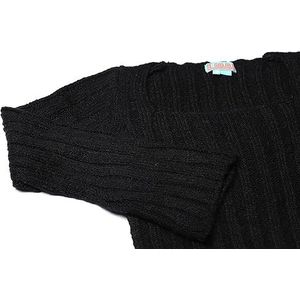 Libbi Modieuze gebreide trui voor dames met vierkante kraag acryl zwart maat XS/S, zwart, XS