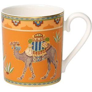 Villeroy & Boch Samarkand Mandarijn mok premium bone porseleinen koffiebeker met exotische oosterse decoratie, oranje, 300 ml