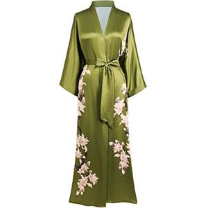 BABEYOND Kimono Robe Cover Up Lange Bloemen Bruidsmeisje Bruiloft Vrijgezellin Party Robe, Groen, one size