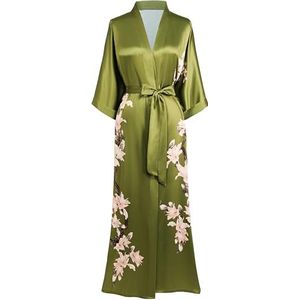 BABEYOND Kimono Robe Cover Up Lange Bloemen Bruidsmeisje Bruiloft Vrijgezellin Party Robe - Groen - One size, Olijf, One size