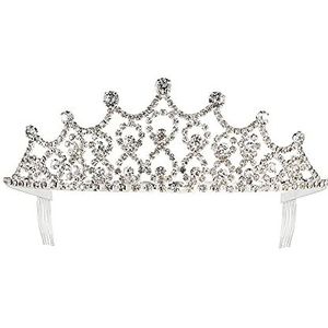Widmann 00280 - strass tiara, haarbanden, diadeem, koningin, carnaval, themafeest