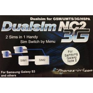 2-phones-in-1 2in1-ncn Dual Sim Adapter NC2 N versie voor Samsung Galaxy Note 2