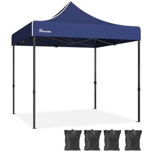 YITAHOME 3 x 3 m pop-up tuinhuisje, waterdichte heavy-duty partytent luifel met draagtas en gewichtstassen voor buiten, camping, marktevenement, terras, barbecue, blauw