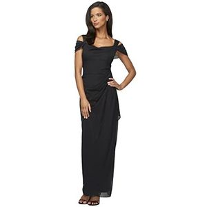 Alex Evenings Lange avondjurk met onbedekte schouders voor dames, moeder van de bruid en formele gebeurtenissen (petite en normale maten), Zwart, 16