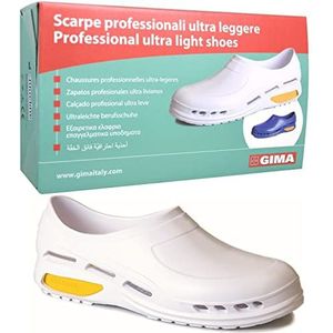 Gima - Anatomische, antislip, antistatisch, ultralicht gewicht, geventileerde, latexvrije professionele anti-schok werkschoenen, wit, EU-maat 43, 1 paar