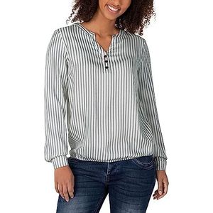 Timezone Henley Blouse voor dames, White Blue Stripes, XXL