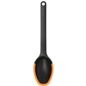 Fiskars Kooklepel, lengte: 29 cm, kunststof/siliconen, functionele vorm, zwart/oranje, 1027299