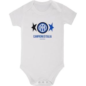 Inter Unisex - kinderen 0-24 body pasgeborenen afbeelding Scudetto, Body Championi d'Italia, 100% katoen, zwart-blauw, 12-18 maanden