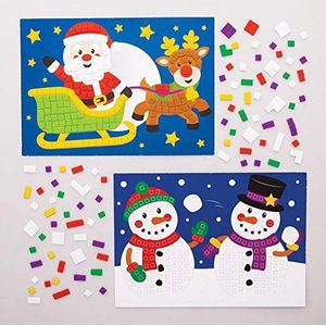Baker Ross AT321 mozaïek stickers Kerstmis knutselset (4 stuks) feestelijk knutselen kinderen, gesorteerd