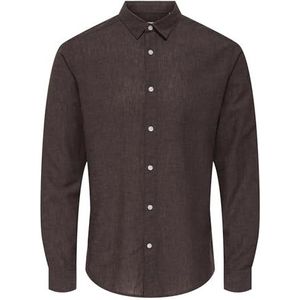 Onscaiden Life Ls Solid Linen Shirt Noos, Coffee Bean, XL