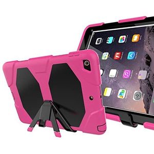 iPad Case 2018/2017 9.7 inch hoesje met roterende standaard en schermbeschermer schokbestendige beschermhoes voor iPad 5e/6e Gen/Pro 9.7/Air 2-Rose Rood