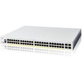 Cisco Katalysator 1200-48P-4X Smart Switch, 48 Haven GE, PoE, 4x10GE SFP+, Beperkte Levenslange Bescherming (C1200-48P-4X)