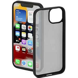 Hama Hoes voor Apple iPhone 13 Mini (doorzichtige telefoonhoes met schokabsorberend frame, case beschermt tegen stoten, krassen en vuil, beschermhoes maakt inductief opladen) transparant, zwart