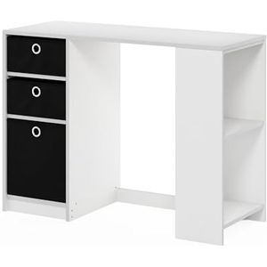 Furinno Modern Computer Studeerbureau, Engineered Wood, Wit/Zwart, 39,98 (D) x 100 (B) x 74,4 (H) cm