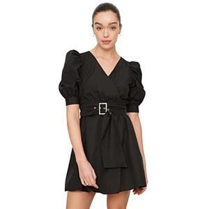 Trendyol Mini Skater Regular Fit geweven jurk voor dames, Zwart, 66