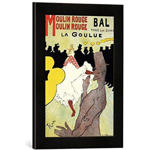 Ingelijste foto van Henri de Toulouse-Lautrec ""Verzorging of a poster advertising 'La Goulue' at the Moulin Rouge, Parijs, kunstdruk in hoogwaardige handgemaakte fotolijst, 30x40 cm, mat zwart