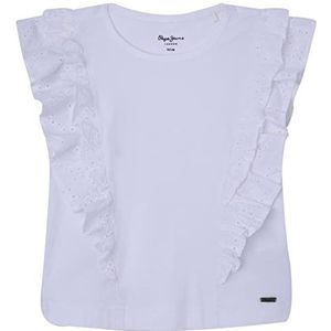 Pepe Jeans Nicolasa T-shirt voor meisjes, wit, 8 Jaar