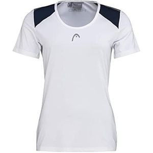 HEAD Dames Club 22 Tech Polo, Tennisshirt, Wit/Donkerblauw, Klein