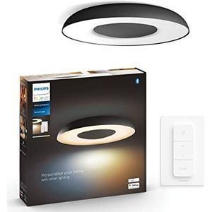 Philips Hue Still Plafondlamp - Warm Tot Koelwit Licht - Incl. Dimmer Switch - Dimbaar - Verbind met Bluetooth of Hue Bridge - Werkt met Alexa en Google Home - Zwart