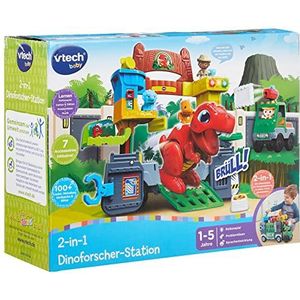 VTech Baby 2-in-1 dino-onderzoekstation – groot voertuig en dino-speelset in één met veel figuren, muziek en leersets – voor kinderen van 1-5 jaar – exclusief bij Amazon
