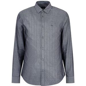 Armani Exchange Men's Long Sleeve Micro Dots Button Down Shirt. Regular Fit. Navy White Dots, L, zwart en wit stippen, L