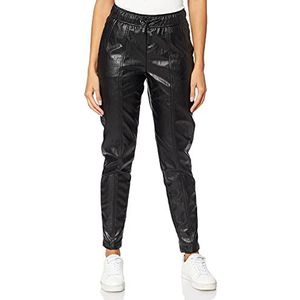 Taifun Joggingbroek voor dames, van kunstleer, loungebroek, high effen, licht verkorte pijpen, 7/8 lengte, zwart, 40