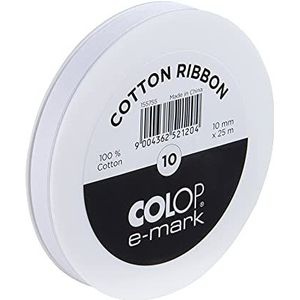 COLOP e-mark katoenen lint wit cadeaulint 10 mm x 25 m voor bedrukking met het e-mark en het e-mark create