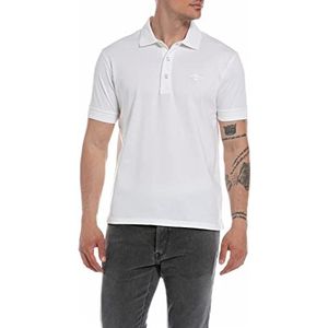 Replay Poloshirt voor heren, korte mouwen, van katoen, gebroken wit 801, XS