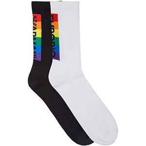 Emporio Armani Heren 2-pack Terrycloth Short Rainbow Socks 2 stuks korte sokken, zwart/wit, One size