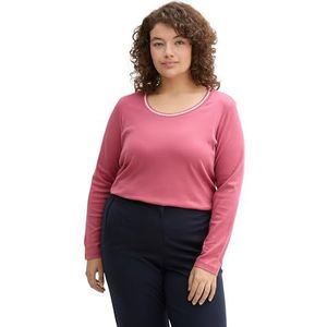 TOM TAILOR Plussize T-shirt met lange mouwen voor dames, 21181 - Wine Rose Pink, 44 NL