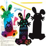 Baker Ross AX754 Easter Bunny Scratch Art Bookmarks - Pack van 10, ontwerp je eigen Bookmarker, ideaal Kids Arts and Crafts Project