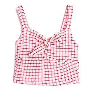 Koton Girls's Crop Tank Top Strappy Tie-Front Detail Gleamy Tanktop, Pink Check (2c9), 5-6 Jaar