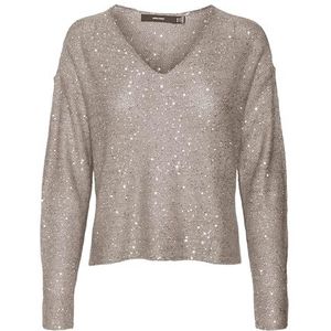 VERO MODA VMLEILANI New LS V-hals pullover, Greepin/Detail: w. Silver Sequins, S