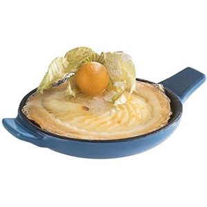 APS Serveerpan ""Cast Iron"" - Mini gietijzeren pan geëmailleerd, Ø 10 cm, hoogte: 2 cm, stapelbaar, geschikt voor oven, kom, Blauw