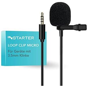 Instarter Lavalier-microfoon met 3,5 mm jack-aansluiting (6 m kabel), windscherm en tas, helder geluid, voor camera, smartphone, tablet, pc, 360 graden geluidsopname, met klem voor bevestiging