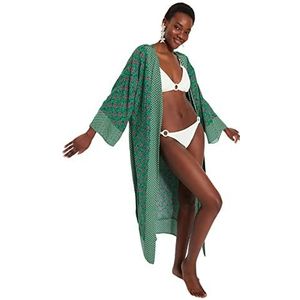 Trendyol Kimono en kaftans voor dames van stof met V-hals, Groen, S