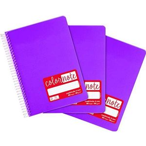 Grafoplás 98533335 notitieboeken met spiraalbinding, A5, geruit, 4 mm, 80 vellen, 90 g, violet, deksel van polypropyleen, serie ColorNote