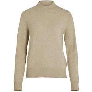 Vila Viril Crewneck L/S Knit Top-Noos Sweater voor dames, beige (Natural Melange), L