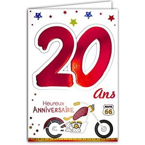 Age Mv 69-2021 verjaardagskaart voor jongens en heren, motief motorfiets